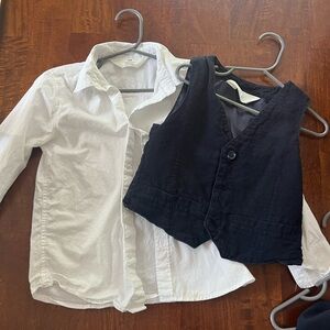 H&M White Shirt and Navy Vest Set for Kids + Dress Pants